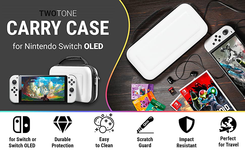 Orzly Carrying Case for Nintendo Switch OLED Console with Accessories and  Game Storage Compartment - Easy Clean Case Gift Boxed