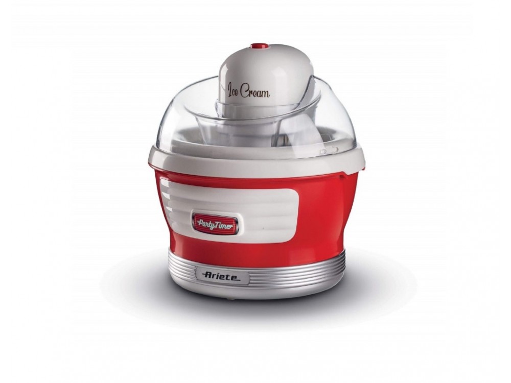 Ariete Party Time Ice Cream Maker, 1.5lt Retro Ice Cream Maker, Red