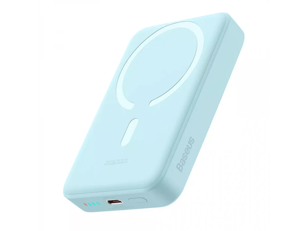 Baseus Mini Magnetic Power Bank 10000mAh 30W με MagSafe, Θύρα USB-C Power Delivery & Ασύρματη Φόρτιση, Sky Blue