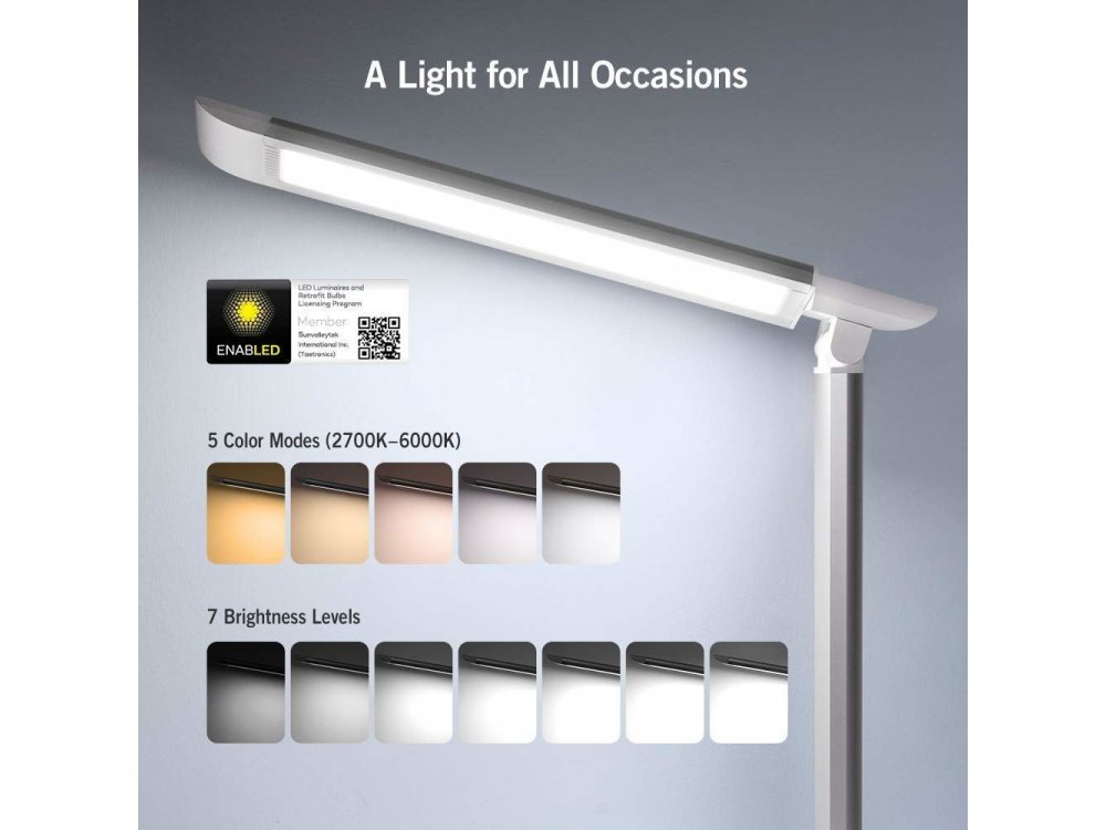 TaoTronics TT-DL13 Touch control Desk Λάμπα με USB Θύρα, Λευκή