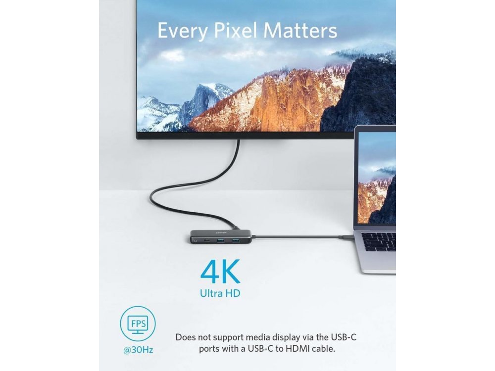 Anker PowerExpand 7-in-1 USB C Data Hub - HDMI/4K + USB3.0*2 + SD/Micro SD Card reader*1 + USB-C + 100W PD Charging*1 - A83460A2