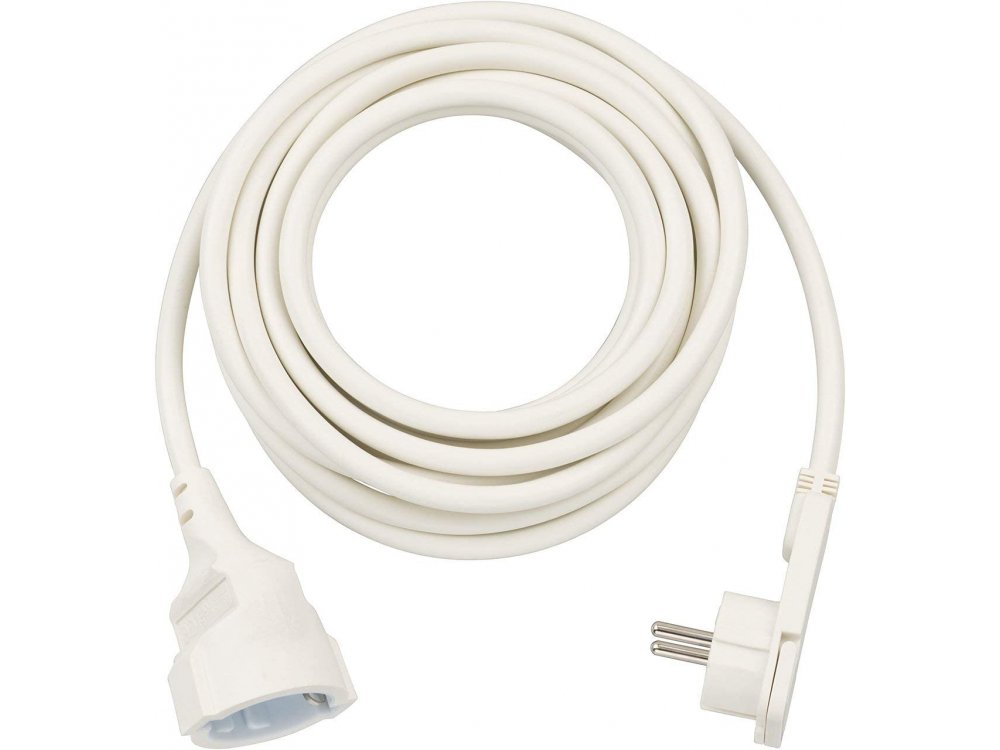 Brennenstuhl Balanteza 5m. Cable with Flat & Angle Plug, Schuko Angled Flat Plug Extension Cable 3x1.5mm², White