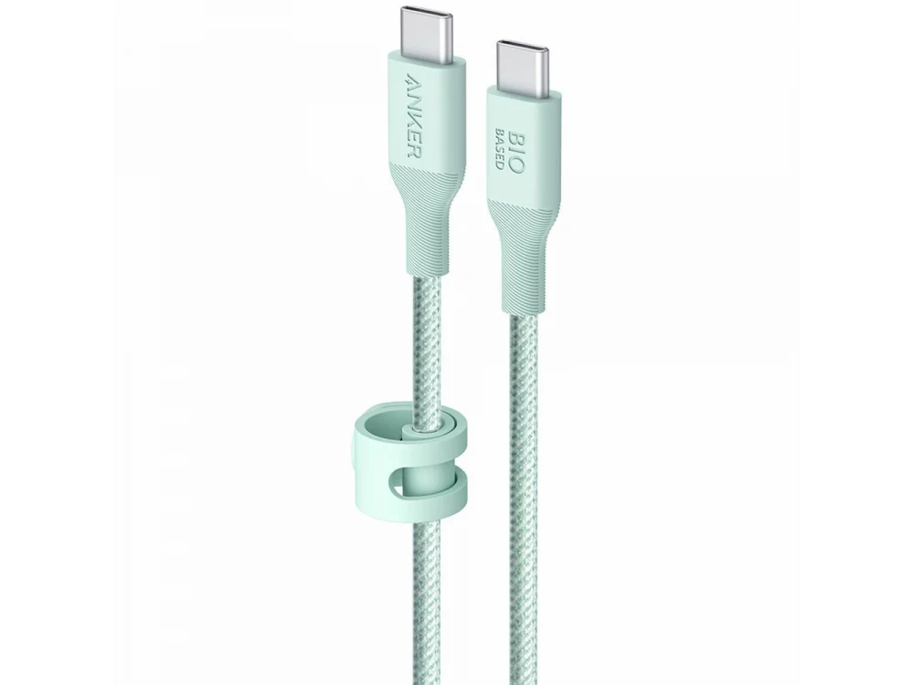 Anker 544 USB-C to USB-C cable 1.8m. Support USB-IF 100W, Bio-Based with Nylon Weave, Natural Green