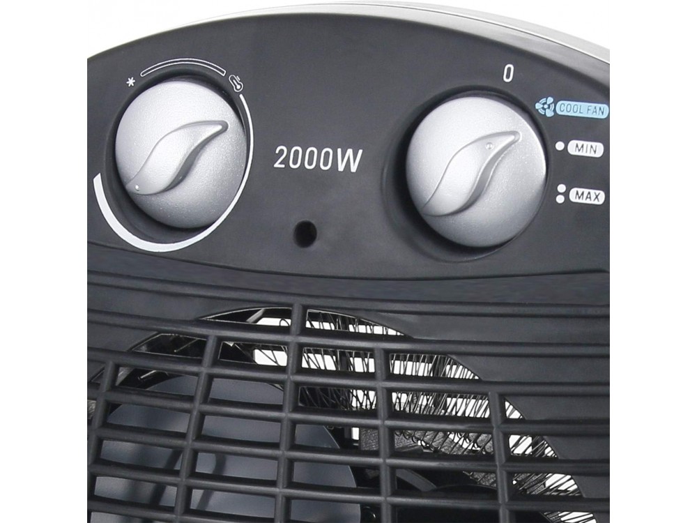 Emerio Portable Heater, Air Heater 2000W, 3 Functions, with 2 Heating Levels, Drop & Overheating Protection, Anthracite