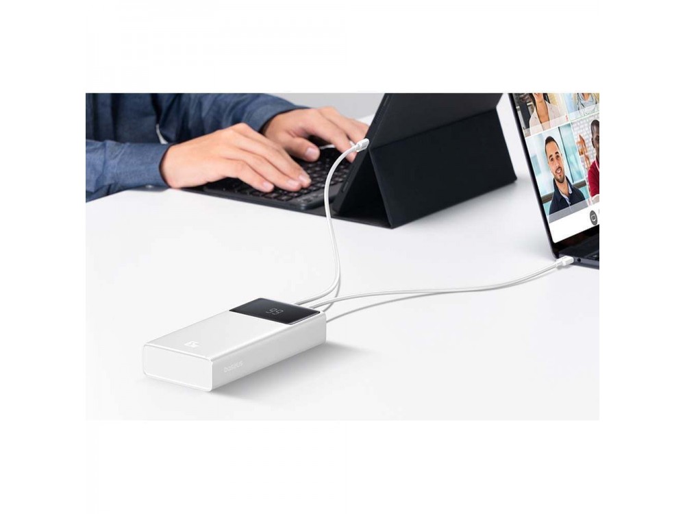 Baseus Star-Lord Power Bank 20000mAh 65W, with Digital Display, 2xUSB-A & 1xUSB-C, White