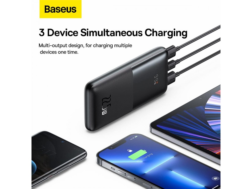 Baseus Bipow Pro Power Bank 10000mAh 22.5W with 2xUSB-A & 1xUSB-C Ports, Black