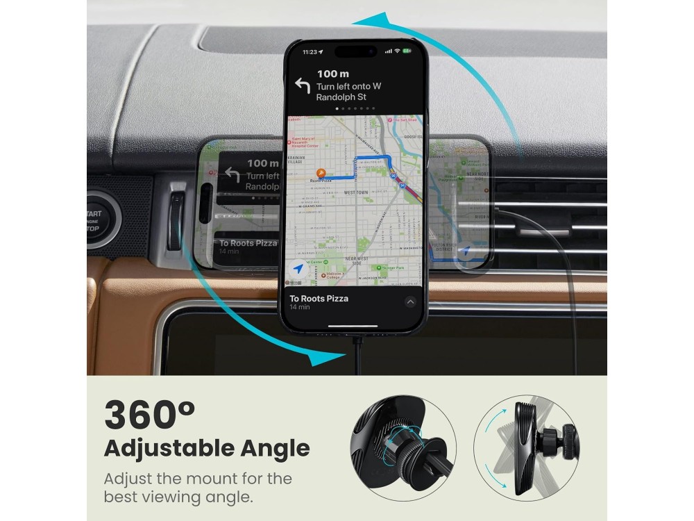 pitaka MagEZ Car Mount Pro 2 Qi2, Air Vent Car Mount with MagSafe Wireless Charging