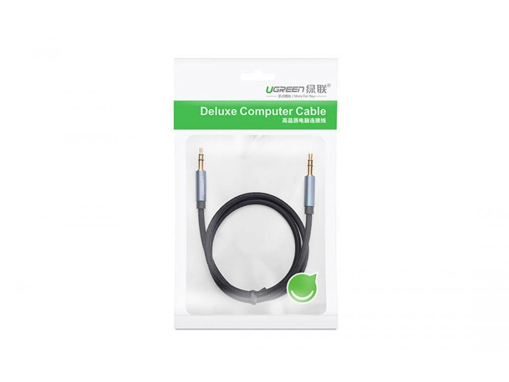 Ugreen Audio AUX Cable, 3m. Gilded with Nylon Weave 3.5mm, Blue - 10688