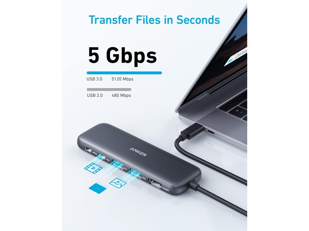 Anker 332 5-in-1 USB-C Data Hub HDMI / 4K + USB-C 5Gbps + USB-A 5Gbps*2 + 100W PD Charging