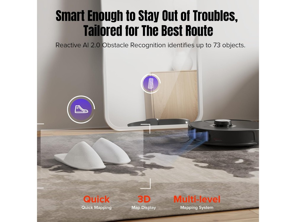 Roborock S8 MaxV Ultra - Smart Robot Vacuum / Mopping Cleaner 10.000Pa με Αυτοκαθαριζόμενη Σφουγγαρίστρα & Dock, Black