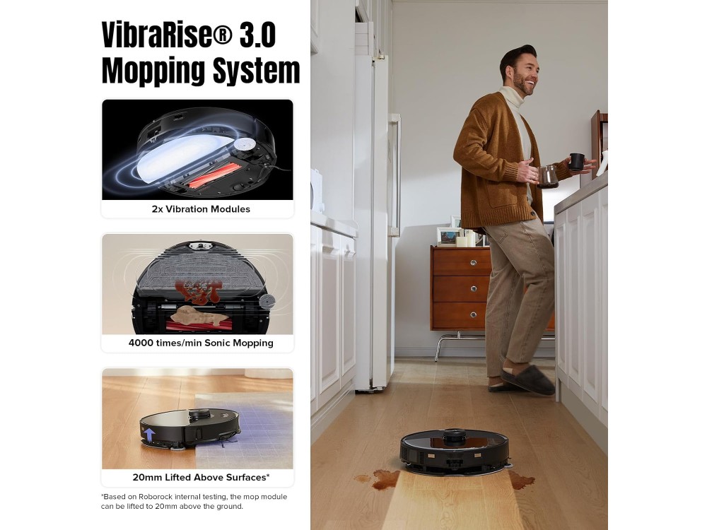 Roborock S8 MaxV Ultra - Smart Robot Vacuum / Mopping Cleaner 10.000Pa με Αυτοκαθαριζόμενη Σφουγγαρίστρα & Dock, Black