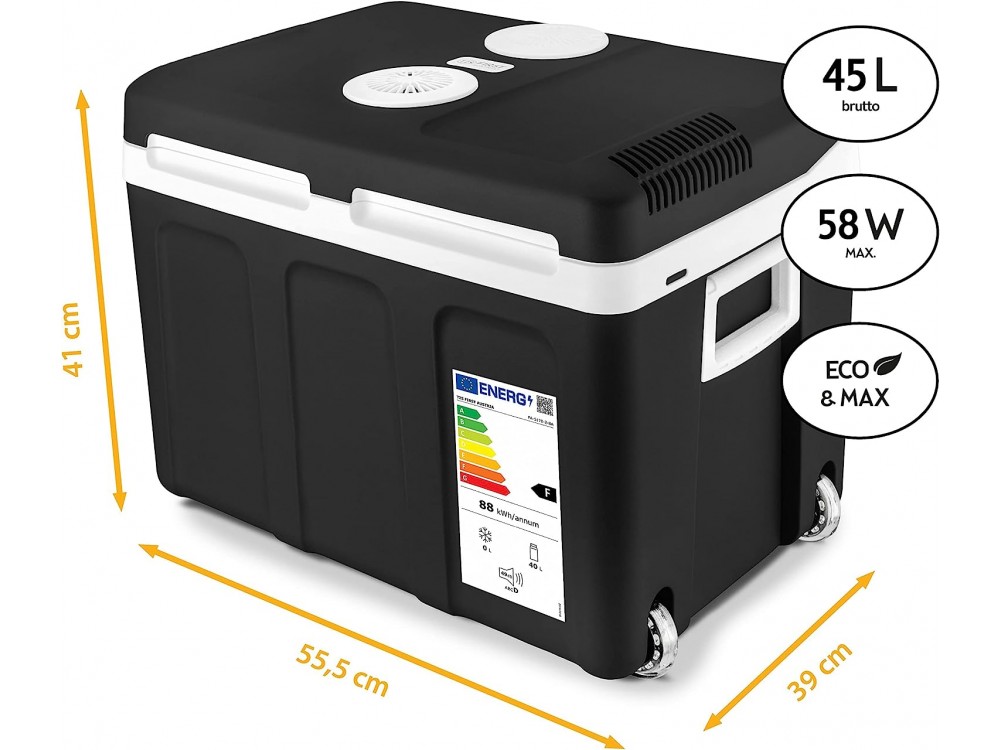 First Austria FA-5170-2-BA ECO Cool Box, Φορητό Hλεκτρικό Ψυγείο 40L, με Δυνατότητα Θέρμανσης & 3 Τρόπους Τροφοδοσίας - Μαύρο