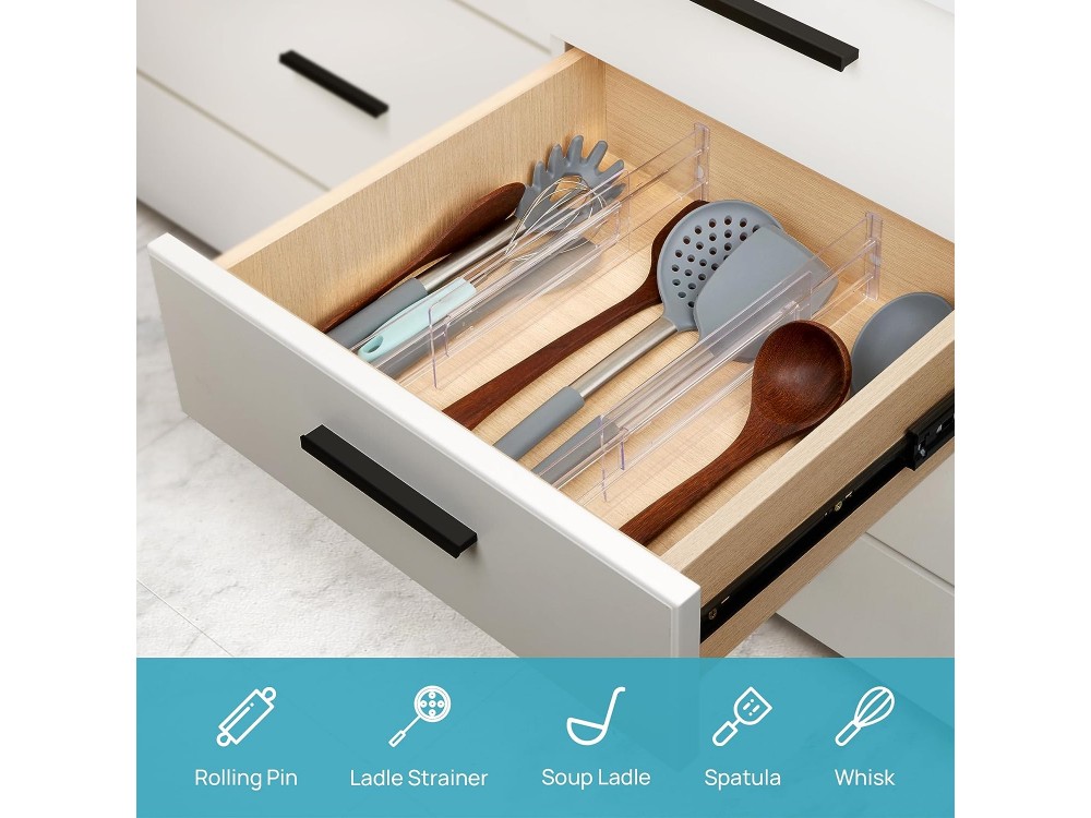 AJ 8-Pack Drawer Dividers, Επεκτεινόμενα Διαχωριστικά Συρταριού, Σετ των 8τμχ 27-52 x 8cm