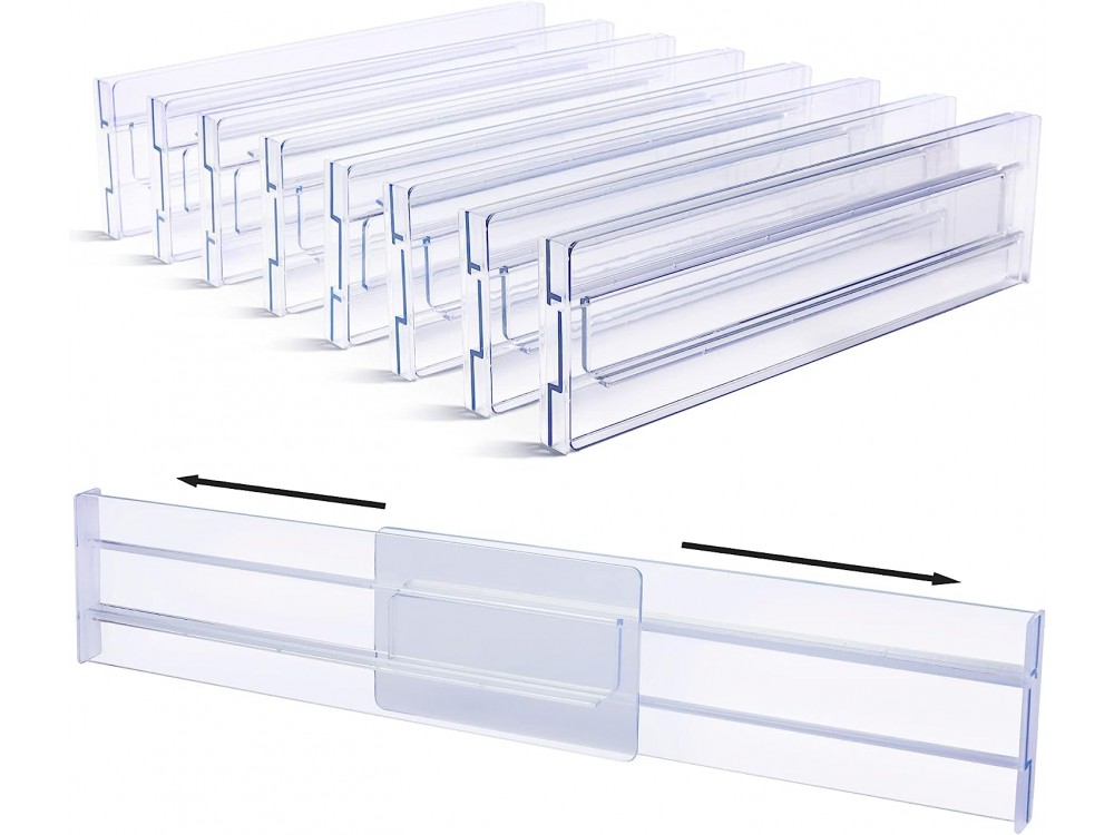 AJ 8-Pack Drawer Dividers, Επεκτεινόμενα Διαχωριστικά Συρταριού, Σετ των 8τμχ 27-52 x 8cm