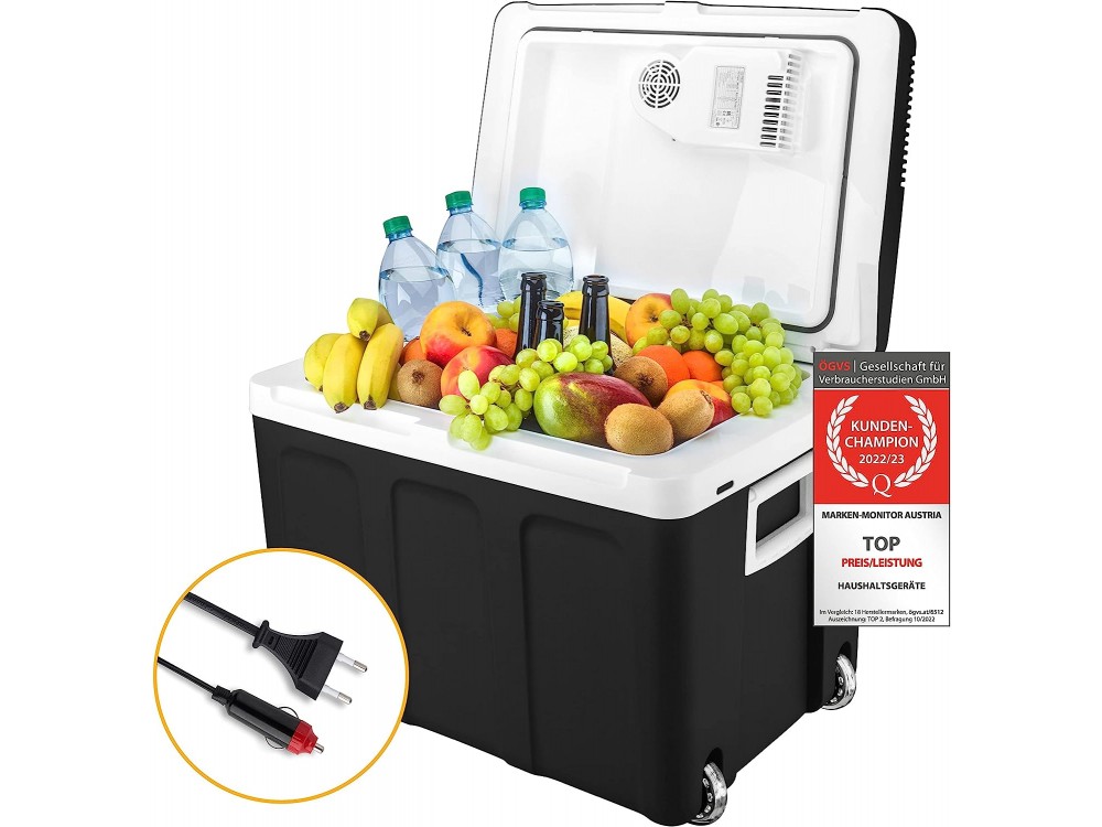 First Austria FA-5170-2-BA ECO Cool Box, Φορητό Hλεκτρικό Ψυγείο 40L, με Δυνατότητα Θέρμανσης & 3 Τρόπους Τροφοδοσίας - Μαύρο