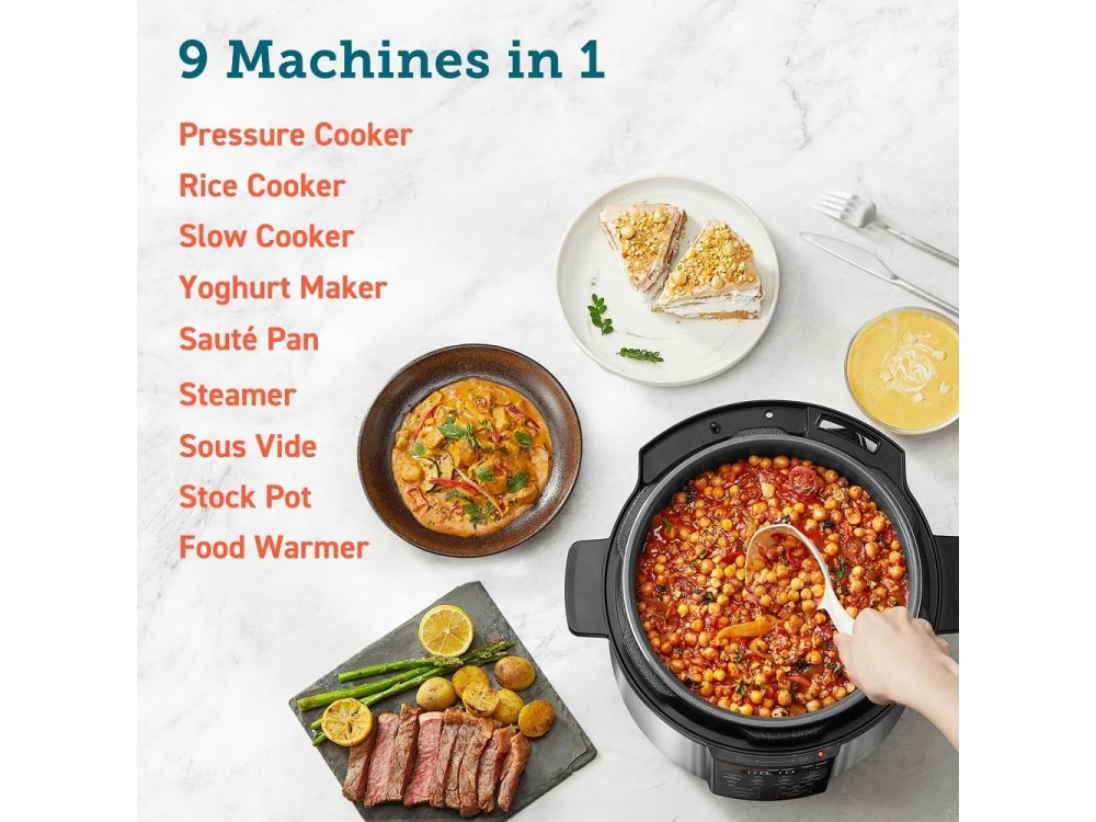 Cosori Multicooker & Pressure Cooker 9-in-1 1100W 5.7L, with LCD Display & 14 Cooking Programs + Recipe Book