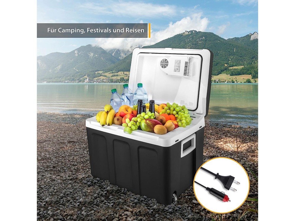 First Austria FA-5170-2-BA ECO Cool Box, Φορητό Hλεκτρικό Ψυγείο 40L, με Δυνατότητα Θέρμανσης & 3 Τρόπους Τροφοδοσίας - Μαύρο