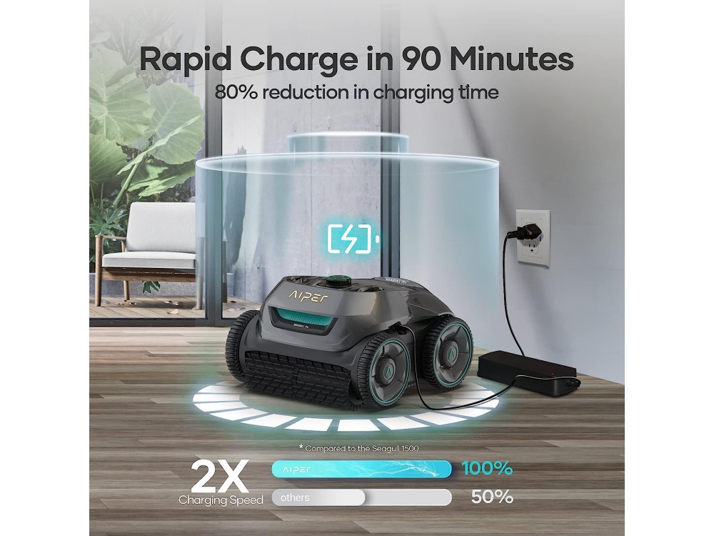 AIPER Seagull Pro Cordless Robotic Pool Cleaner, up to 300 square metres. with filter 3.7lt