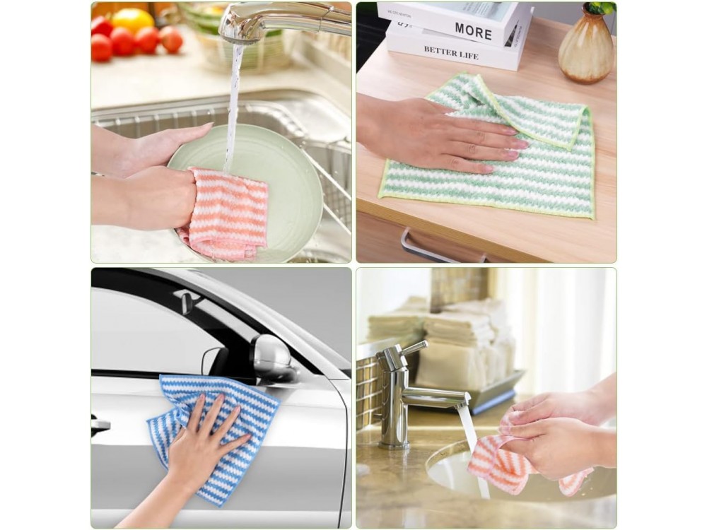 AJ Microfiber Cleaning Cloths 10pcs, Πανάκια Καθαρισμού με Μικροΐνες 24x24cm, Πολλαπλών Χρήσεων