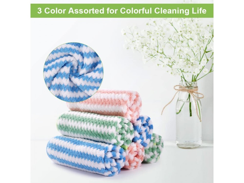 AJ Microfiber Cleaning Cloths 10pcs, Πανάκια Καθαρισμού με Μικροΐνες 24x24cm, Πολλαπλών Χρήσεων