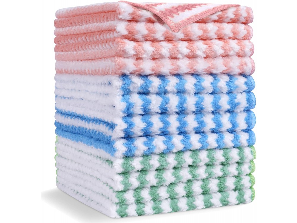 AJ Microfiber Cleaning Cloths 10pcs, Πανάκια Καθαρισμού με Μικροΐνες 24x24cm, Πολλαπλών Χρήσεων