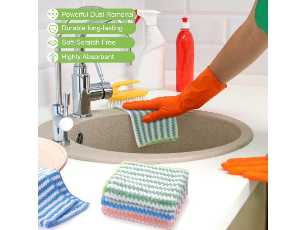 AJ Microfiber Cleaning Cloths 10pcs, Πανάκια Καθαρισμού με Μικροΐνες 24x24cm, Πολλαπλών Χρήσεων