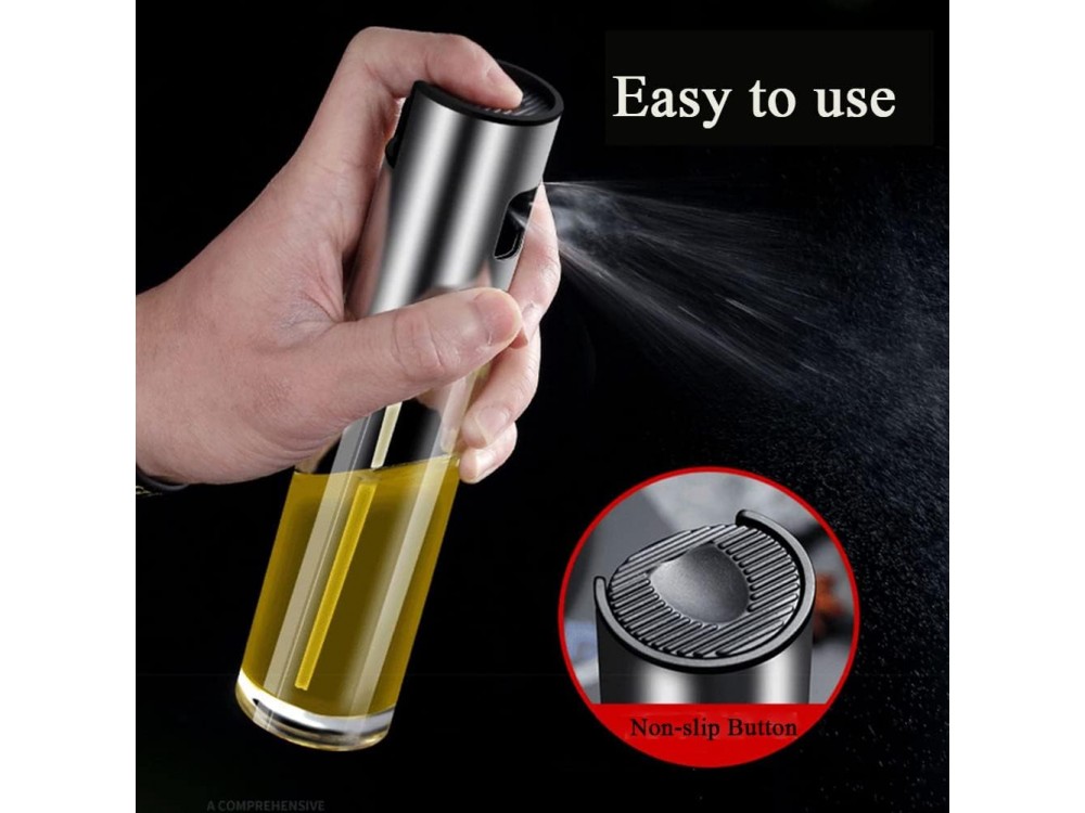 AJ Oil Sprayer for Cooking 100ml, Δοχείο Λαδιού Σπρέι Γυάλινο, Σετ με Βούρτσα Καθαρισμού & Χωνί