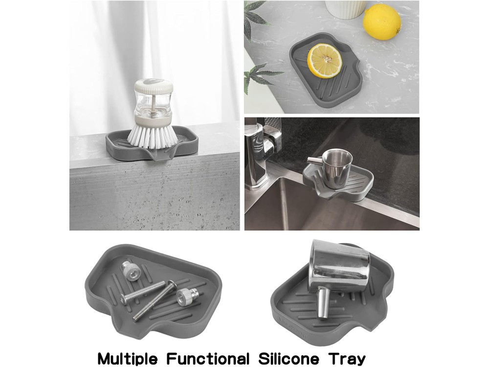 AJ Silicone Bathroom Soap Dish with Drain Spout 12x10cm, Θήκη Νεροχύτη από Σιλικόνη Small, Grey