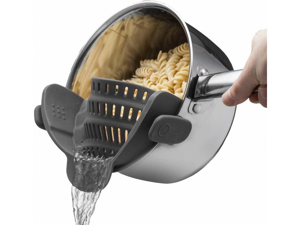 AJ Silicone Clip On Pot & Pasta Strainer, Σουρωτήρι Κατσαρόλας & Ζυμαρικών, Grey