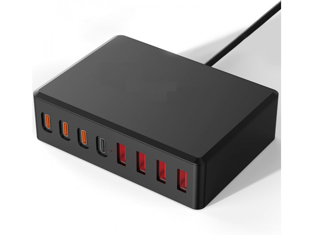 AJ Sparkit 8PD, 100W Charging Hub 8 Θυρών, με 4 Θύρες USB-C & 4 Θύρες USB-A, με Power Delivery 3.0, Black