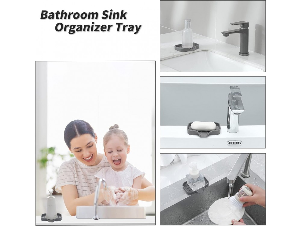 AJ Silicone Bathroom Soap Dish with Drain Spout 12x10cm, Θήκη Νεροχύτη από Σιλικόνη Small, Grey