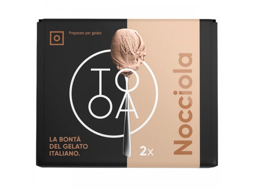 Nocciola TooA Gelato with Campania Hazelnuts from 100% Natural Ingredients Free of Preservatives & Gluten (Set of 2 Pods)