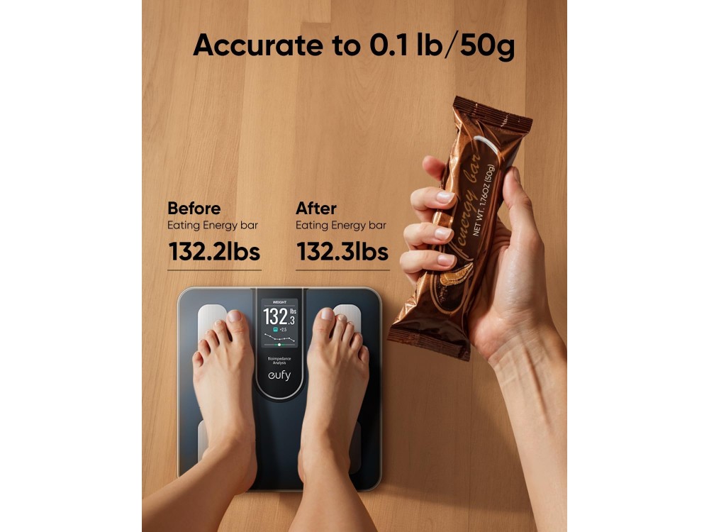 Anker Eufy Smart Scale C20, Ψηφιακή Ζυγαριά Μεγάλης Ακρίβειας, με 16 Μετρήσεις, All-in-one Offline Display & Οθόνη TFT, Black