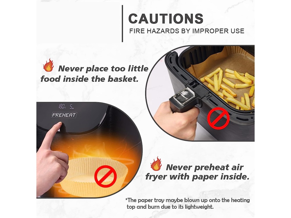 AJ Air Fryer Disposable Paper Liner Round, Αντικολλητικά χαρτιά ψησίματος για Air Fryer 20cm Στρογγυλά, Σετ των 50τμχ