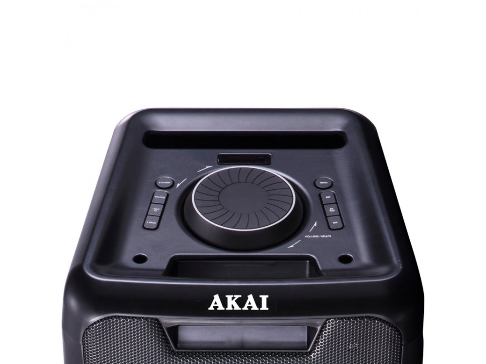 Akai DJ-880 Party Speaker, 100W RMS Portable Bluetooth Speaker with Mic & Instrument Jack - Open Package