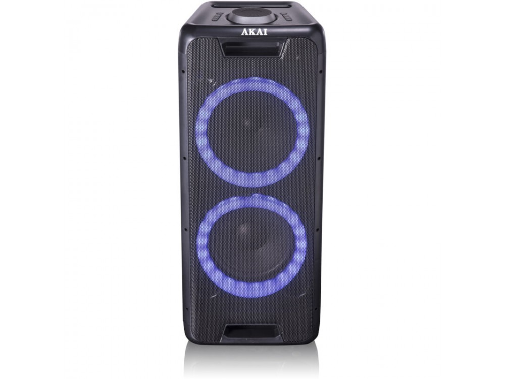 Akai DJ-880 Party Speaker, 100W RMS Portable Bluetooth Speaker with Mic & Instrument Jack - Open Package