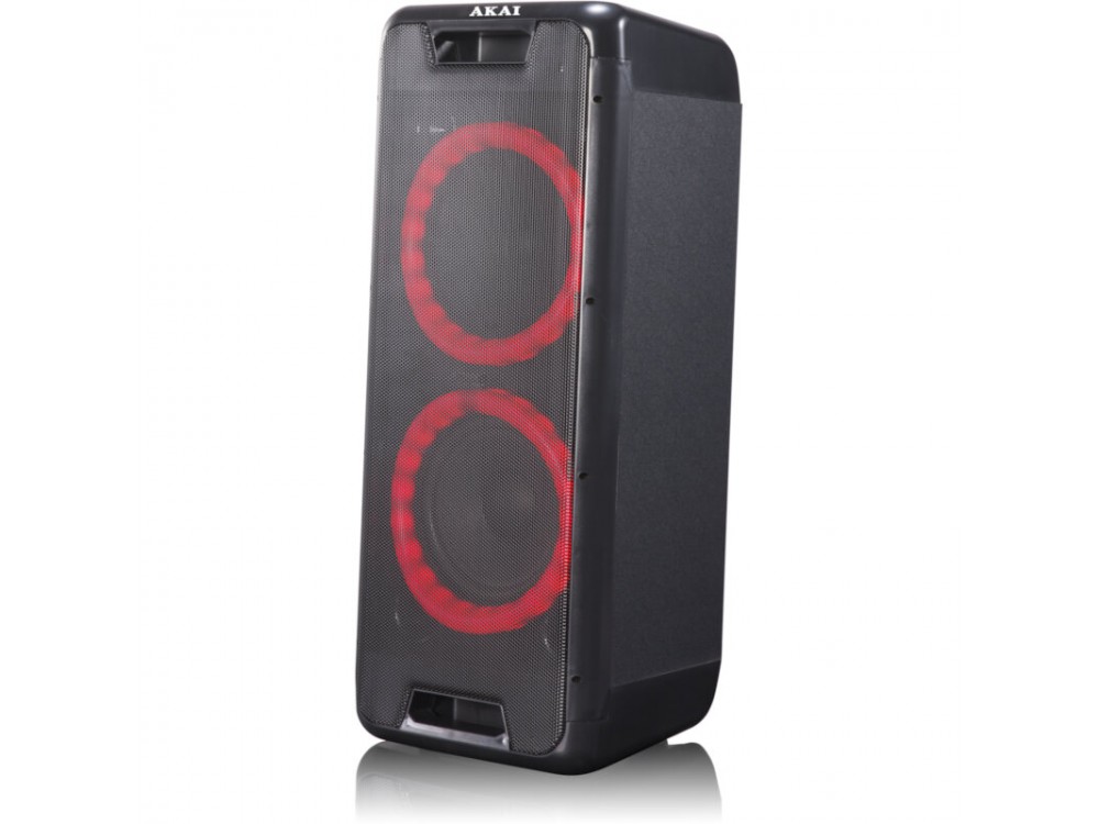 Akai DJ-880 Party Speaker, 100W RMS Portable Bluetooth Speaker with Mic & Instrument Jack - Open Package