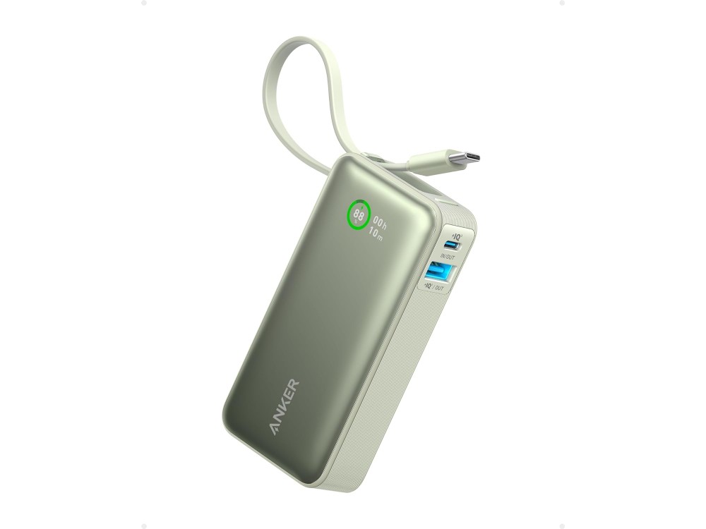 Anker 545 PowerCore 10K 30W USB-C Power Bank 10.000mAh με Ενσωματωμένο Καλώδιο, Green