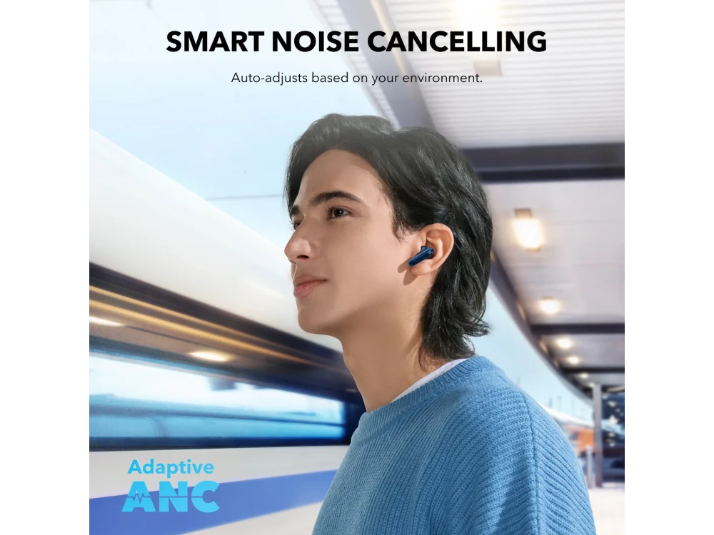 Anker Soundcore P40i ANC Bluetooth 5.3 Earbuds TWS with AI-Enhanced Calls, Active Noise Cancelling & App, Navy Blue