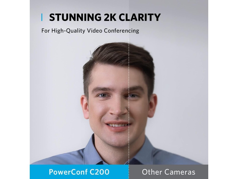 Anker PowerConf C200 2K Smart Webcam USB 2K@30fps AI Noise-Cancelling Dual Microphones, Autofocus & Built-in Privacy Cover