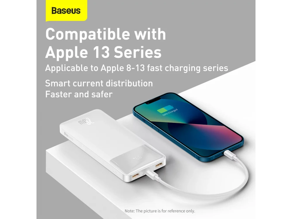 Baseus Bipow Overseas Edition Power Bank 10000mAh 20W με Power Delivery / QC3.0 & Micro USB Καλώδιο 25cm, White