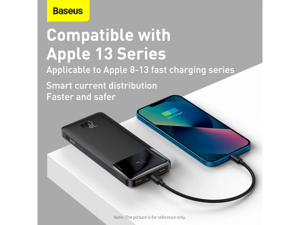 Baseus Bipow Overseas Edition Power Bank 10000mAh 20W με Power Delivery / QC3.0 & Micro USB Καλώδιο 25cm, Black