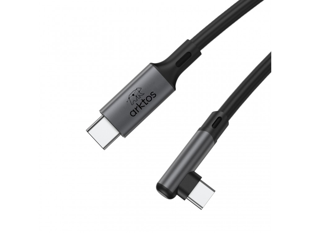 Arktos Hyperconnect 5μ. Elbow Καλώδιο Γωνιακό 90° USB-C σε USB-C 3.0, 5Gbps / 100W, Νάυλον Ύφανση για Oculus / iPad / Samsung