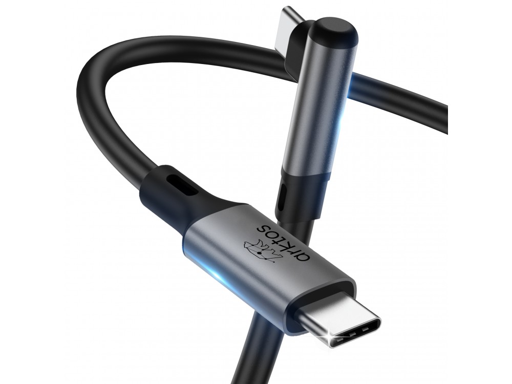 Arktos Hyperconnect 5μ. Elbow Καλώδιο Γωνιακό 90° USB-C σε USB-C 3.0, 5Gbps / 100W, Νάυλον Ύφανση για Oculus / iPad / Samsung