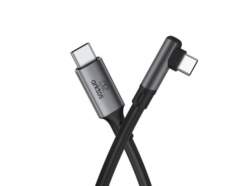 Arktos Hyperconnect 5μ. Elbow Καλώδιο Γωνιακό 90° USB-C σε USB-C 3.0, 5Gbps / 100W, Νάυλον Ύφανση για Oculus / iPad / Samsung