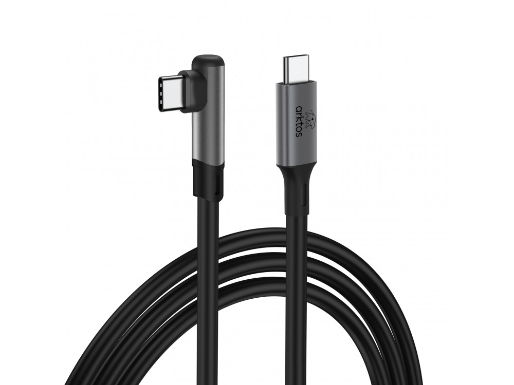 Arktos Hyperconnect 5μ. Elbow Καλώδιο Γωνιακό 90° USB-C σε USB-C 3.0, 5Gbps / 100W, Νάυλον Ύφανση για Oculus / iPad / Samsung