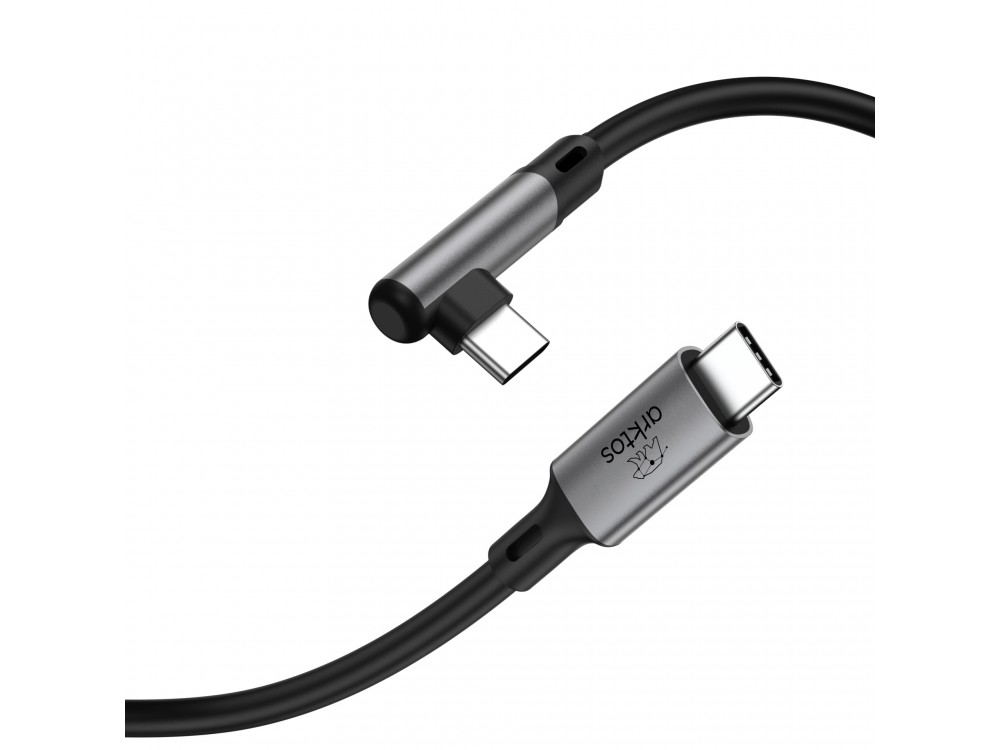 Arktos Hyperconnect 5μ. Elbow Καλώδιο Γωνιακό 90° USB-C σε USB-C 3.0, 5Gbps / 100W, Νάυλον Ύφανση για Oculus / iPad / Samsung