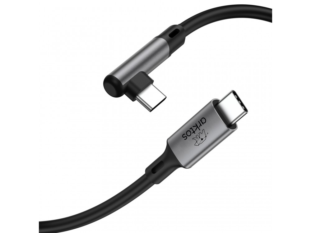 Arktos Hyperconnect 5μ. Elbow Καλώδιο Γωνιακό 90° USB-C σε USB-C 3.0, 5Gbps / 100W, Νάυλον Ύφανση για Oculus / iPad / Samsung