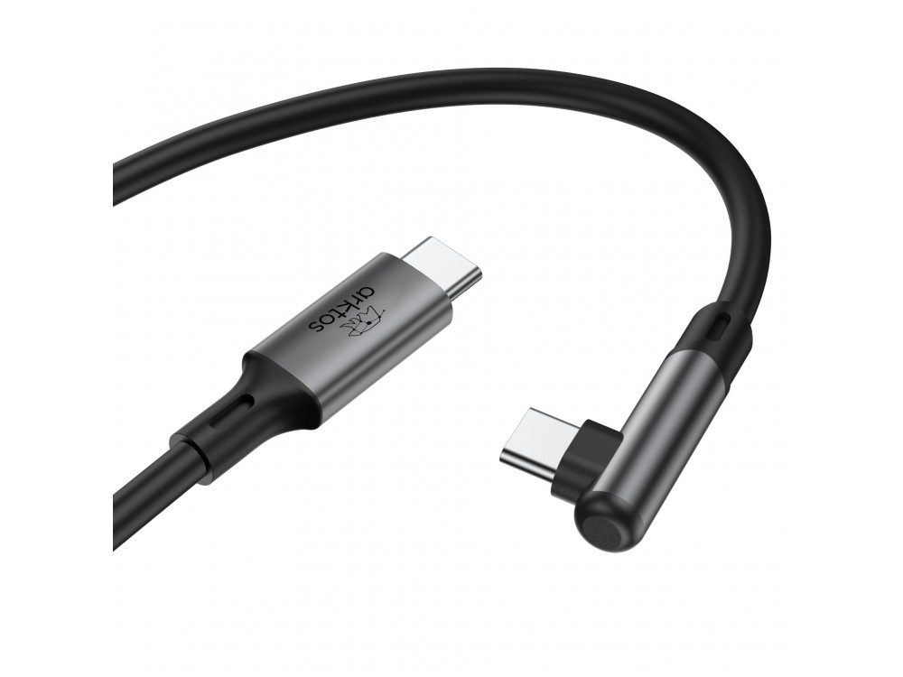 Arktos Hyperconnect 5μ. Elbow Καλώδιο Γωνιακό 90° USB-C σε USB-C 3.0, 5Gbps / 100W, Νάυλον Ύφανση για Oculus / iPad / Samsung