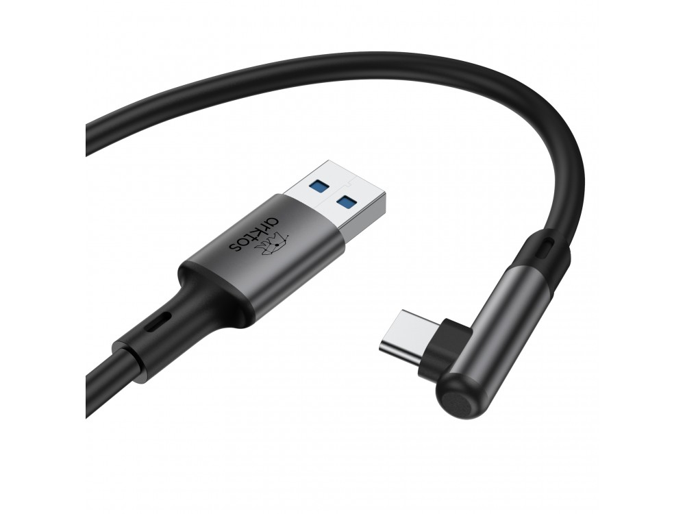 Arktos Hyperconnect 5μ. Elbow Καλώδιο Γωνιακό 90° USB-A σε USB-C 3.0, 5Gbps / 100W, Νάυλον Ύφανση για Oculus / iPad / Samsung